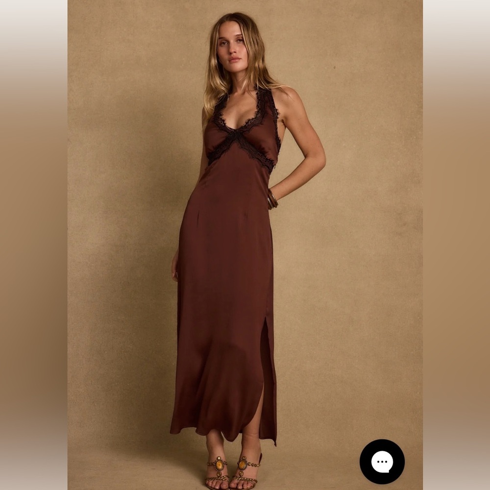 Vanessa Espresso Satin Midi Dress